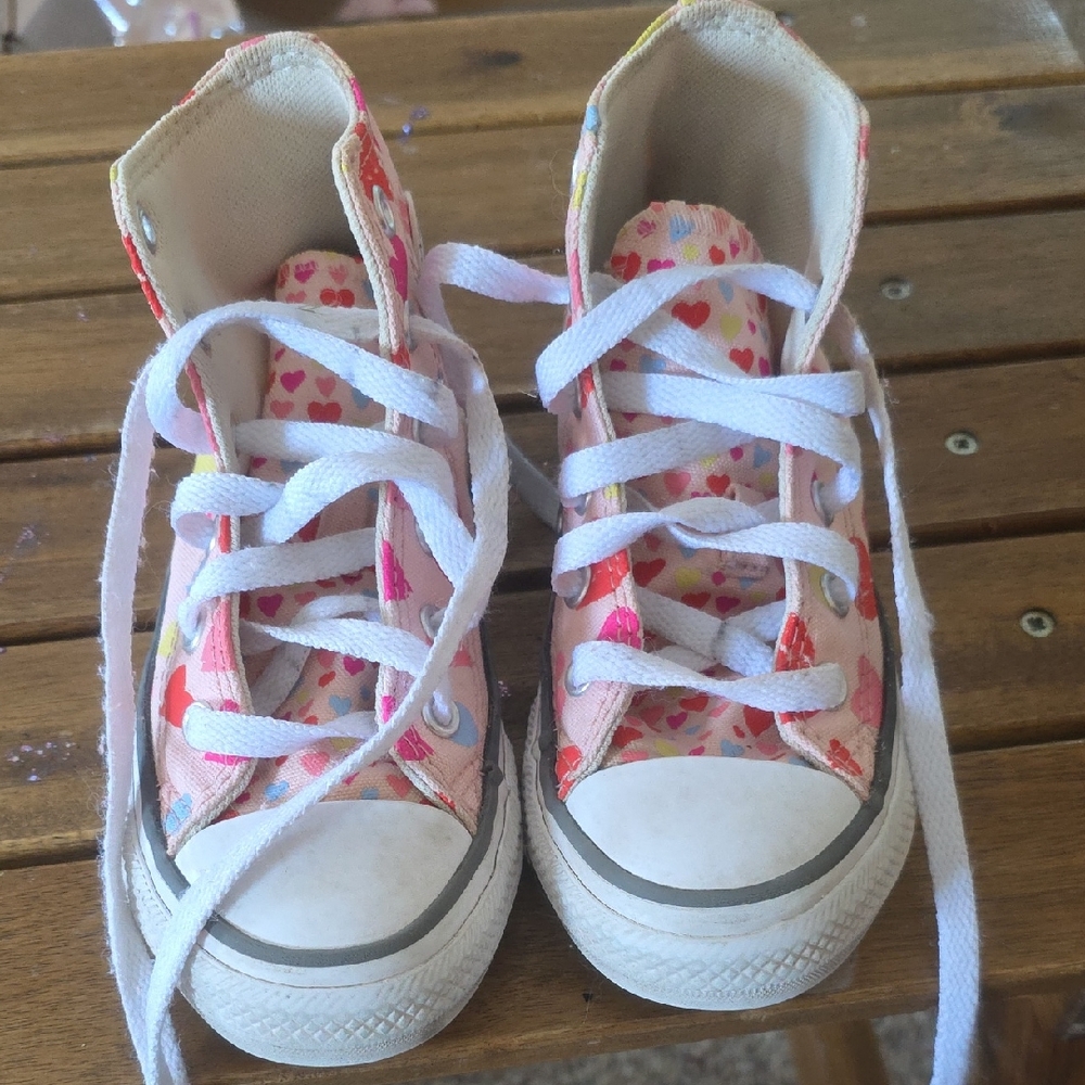 Kids Pink Converse High Top Heart Sneakers